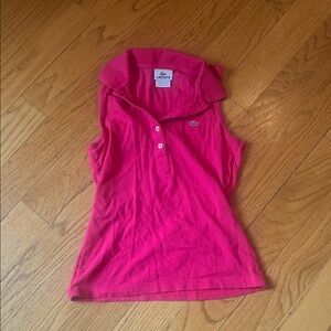 Lacoste womens Bright Pink Sleeveless Polo fitted 34